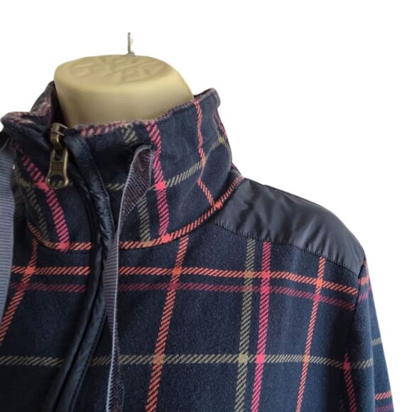 Talbots XL P Navy Blue Plaid Knit Jacket - Picture 5 of 15